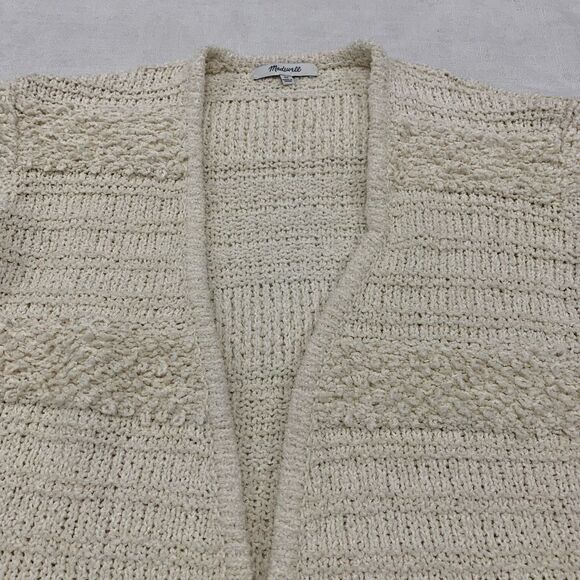 Madewell Sz XS Bronson textured stripe open Cardigan Sweater boho beige ivory - Picture 4 of 11